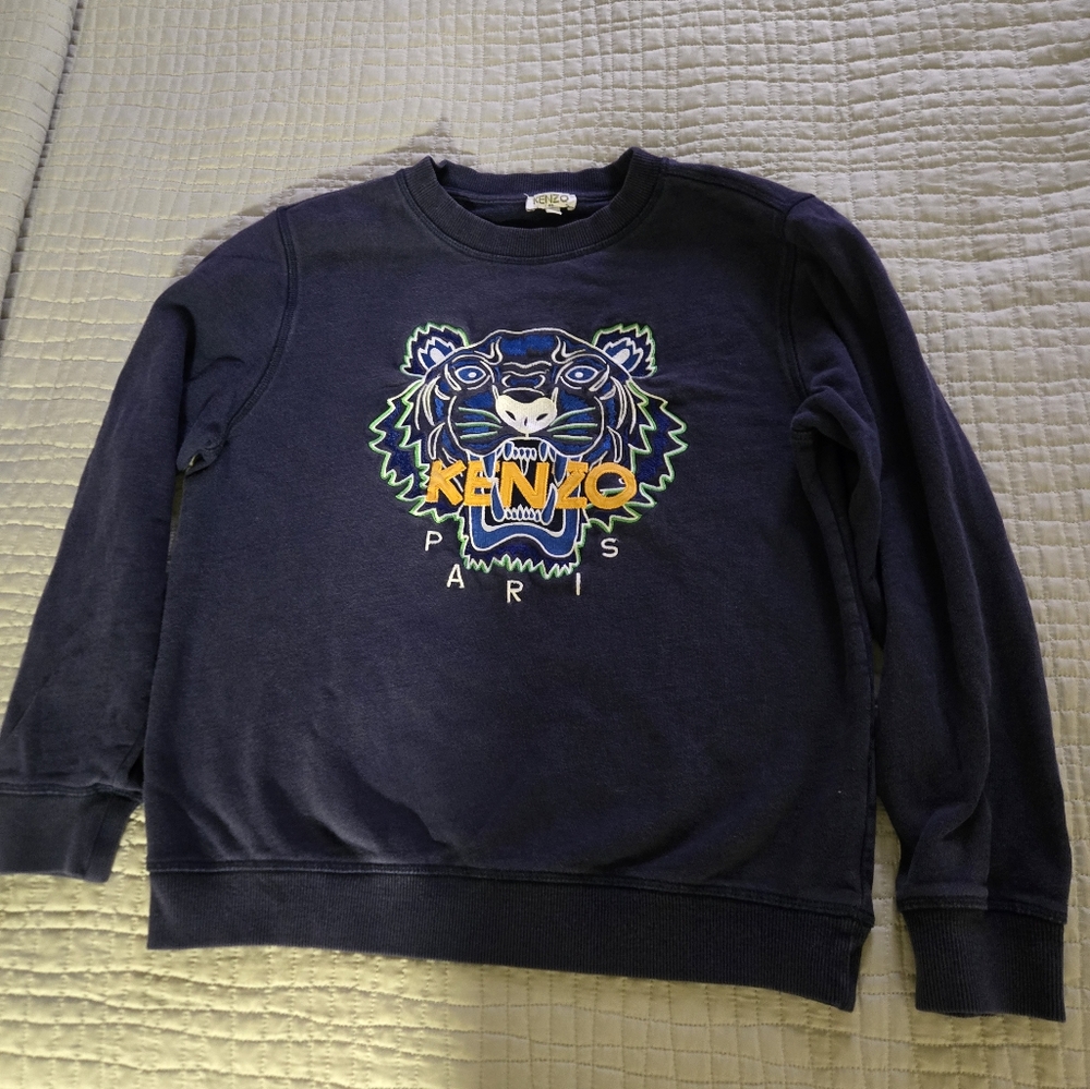 KENZO Deep Blue Sweatshirt with Tiger Motif, Kid Size